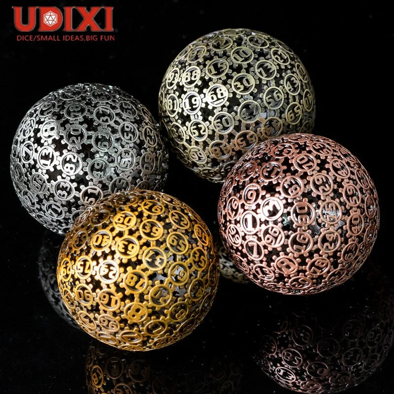 Udixi Hollow Gear Metal D100 100 Sides Spherical Dice Gambling Casino Rpg Dice