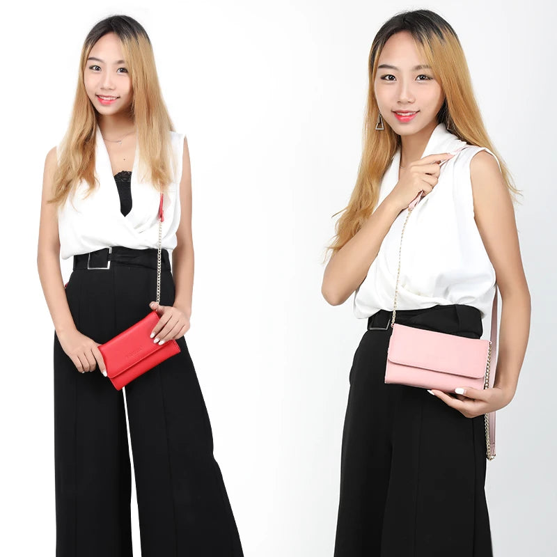 Tigernu T-S8088 Custom Logo Fashionable Women's Wallet 2022 Long Phone Bag with Travel Passport Holder Chain Polyester Lining