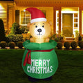 Factory Price 1.5M LED Inflatable Model Christmas Bear in Green Gift Bag with Light for Courtyard Lawn Xmas Party Decoration
