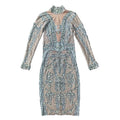 Sparkling Long Sleeve Print Formal Cocktail Club Party Rhinestone Dress Women Sexy Bodycon Evening Gown Night Wedding Prom Dress