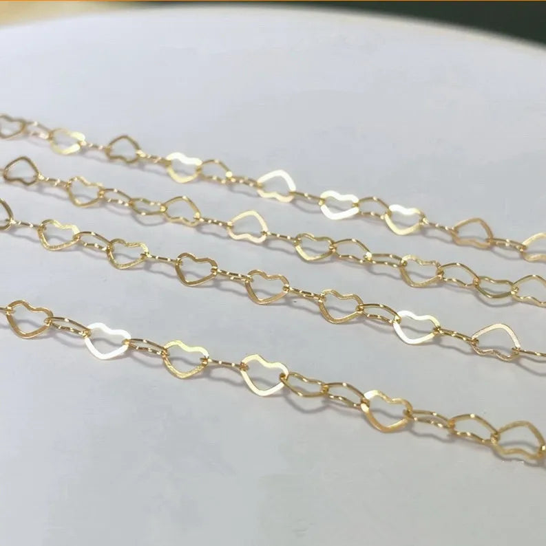 1/20 GF No Faded Heart Chain Premium 14K Gold Filled Chain Fashion Extended Tail Body Chain for Jewelry Making