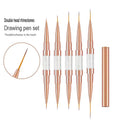 Golden Handle Metal Dual End Private Label Dual Liner Brush Nail Art Brush Different Length Size Nylon Brush MegaBDM