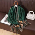 Stylish Fashion Silk Wool Blend Shawls Women Soft Light Organza Scarves Ladies Long Jacquard Hijabs Evening Dress Wear Summer