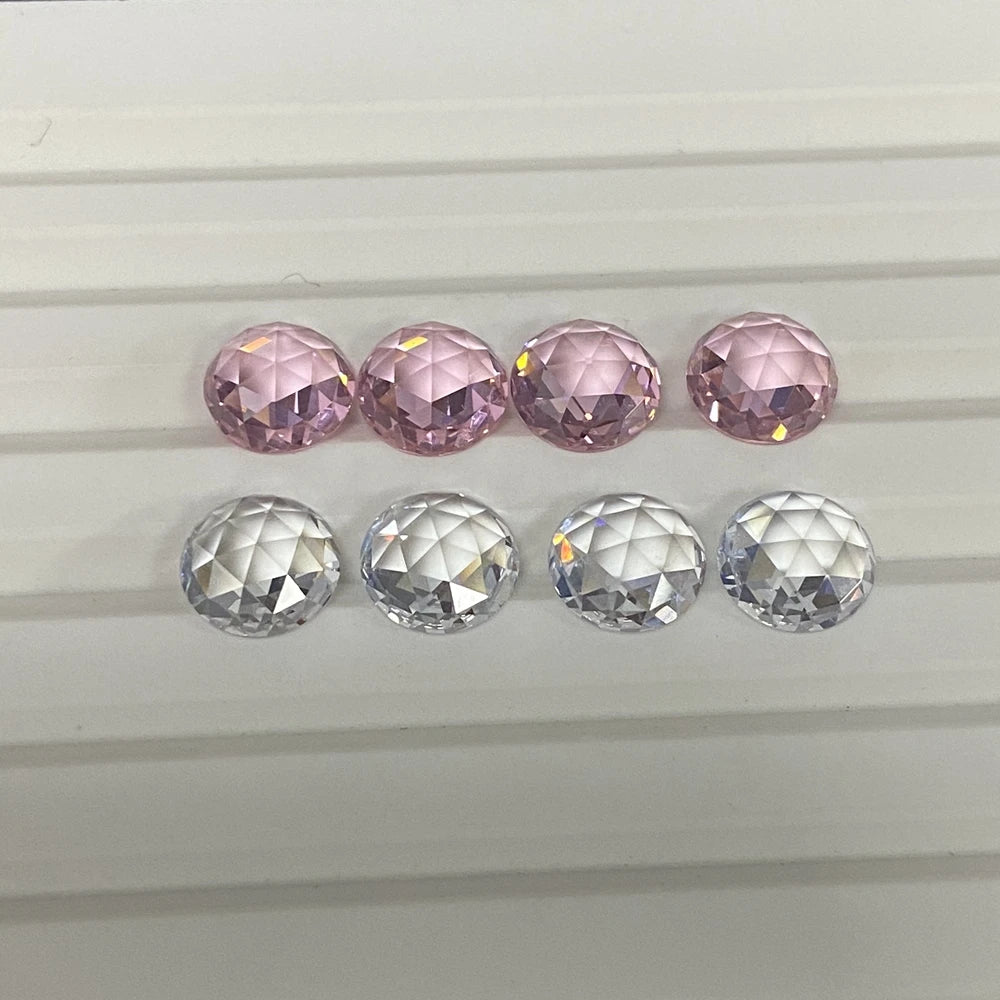HQ GEMS Rose Cut Cubic Zirconia Color Pink White CZ Loose 8mm 10mm Cubic Zirconia in Loose Stones