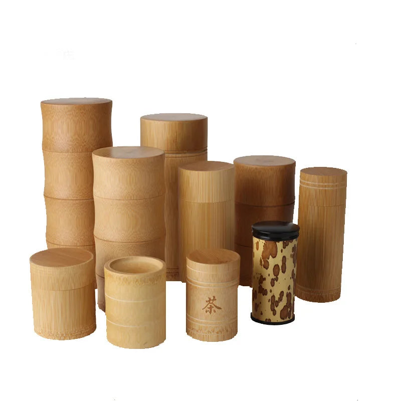 Newell Shape Can Lid Handle Customizable Can Large Simple Bamboo Can with Bamboo Lid
