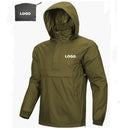 Waterproof Nonwoven Front Nylon Pullover Lightweight Hooded Rain Jacket Men Packaway Breathable Windbreaker Outdoor OEM Service