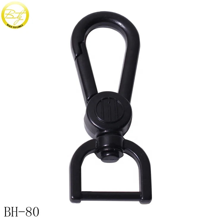 Custom Handbag Fittings Handle Snap Hook Zinc Alloy Matte Black Dog Rope Spring Strap Hooks for Luggage