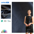 Black Shiny Pu Synthetic Stretch Leather for Garments Pants Jackets Dresses Costumes Gloves with Finished Pattern