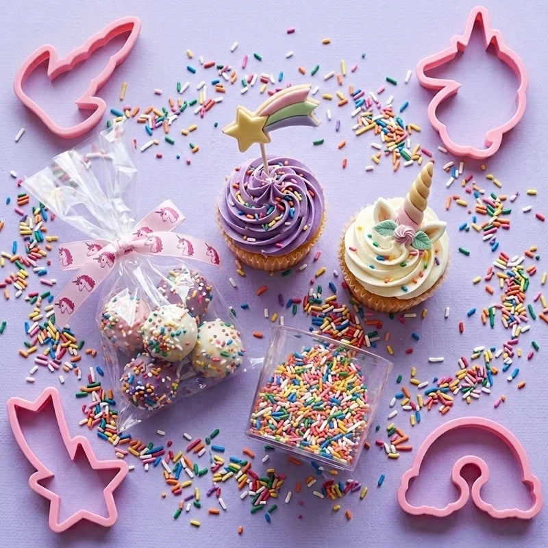 Plastic Unicorn Horn Rainbow Shooting Star Biscuit Fondant Dough Cutter Mold Tools and Cookie Cutter Set
