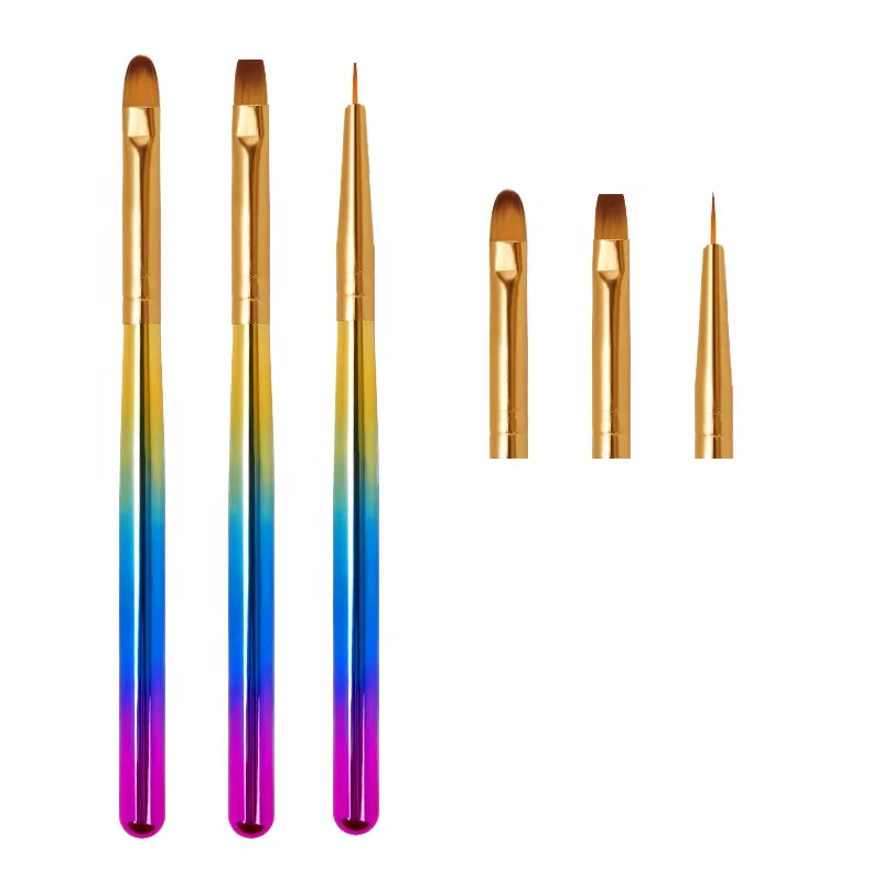 Beautification Stickers Nylon Hair Paint Gradient Rod Drawing Nail Kit with Brush Coloring Pen Set Tools