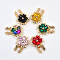 JFRB094 Flower Rhinestone Clothes Brass  Button Cover Cufflinks Silicone Rubber Push Start Button Covers For Women Shirts