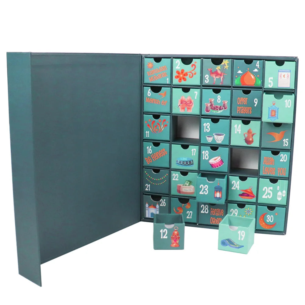 Custom Biodegradable Creative Cosmetic Perfume Jewelry Countdown Ramadan Chocolate Gift Packaging Advent Calendar Paper Box