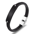 New Stainless Steel Bracelets Genuine Leather Bracelet & Bangles for Men Engraving Bracelet Jewelry Fashion Gift for Boy