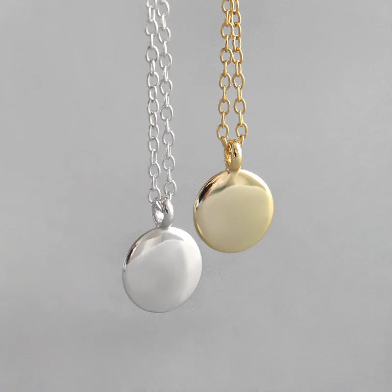 VIANRLA 925 Sterling Silver Fashion Necklace Trendy Disc Charm Necklace