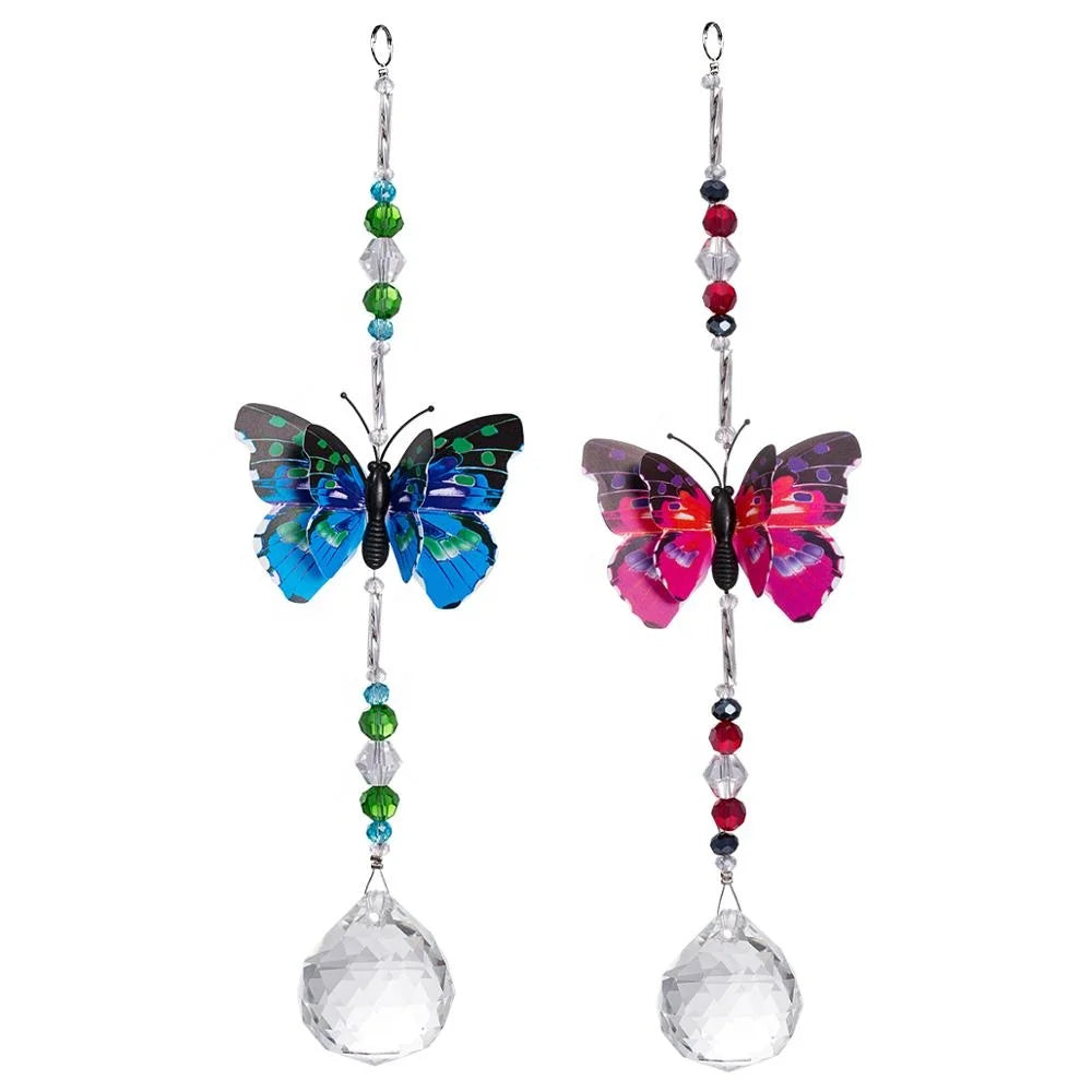 Hanging Pendant Butterfly Car Rearview Mirror Ornament Hanging Decoration Crystal Sun Light Catcher
