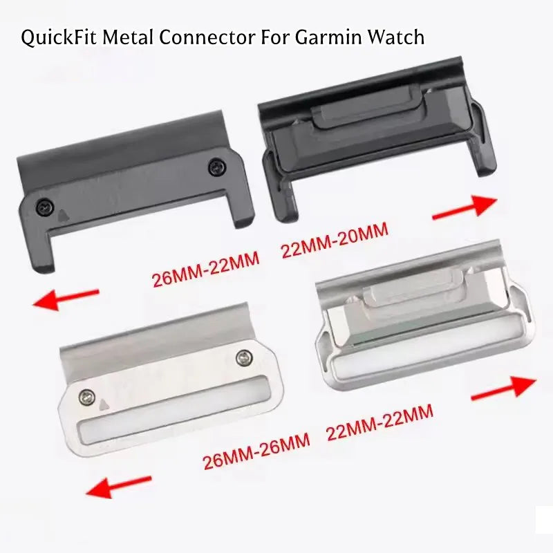 Quickfit Smart Watch Band Strap Stainless Steel Metal Connector Adapter for Garmin Fenix 8 7X 7 6x Pro 5X