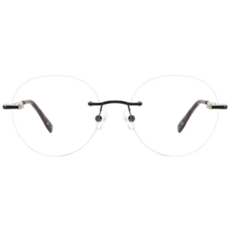 2023 Ready Stock Classical Metal Frame Transparent Rimless Round Frameless Glasses Women