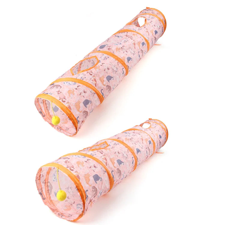Wholesale Pet Interactive Cat Toys Summer Cats Printed Toy Tunnel House Bed Foldable Fashionable Funny Kitten Toy Cat Tunnel MegaBDM