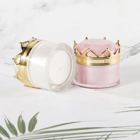10g Luxury Pink Acrylic Cosmetic Jar with Crown Design Plastic Body White PP Base Cap for Lip Balm Moisturizer Lotion Storage