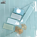 Classic Brick Glass Mosaic Subway Tiles Glossy Strip Pattern for Apartment Wall Decor Silver and Rose Gold Glass Mosaic Tiles