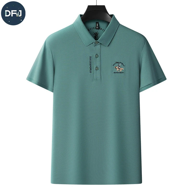 Men's Heavyweight Short-Sleeved Business Casual Solid Embroidered for  Shirt New Spring Summer Collection Pure Color Lapel