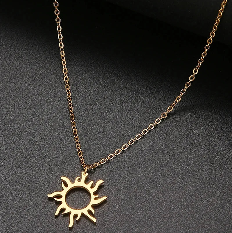 Stainless Steel Classic Custom Anniversary Sun Necklace Chains