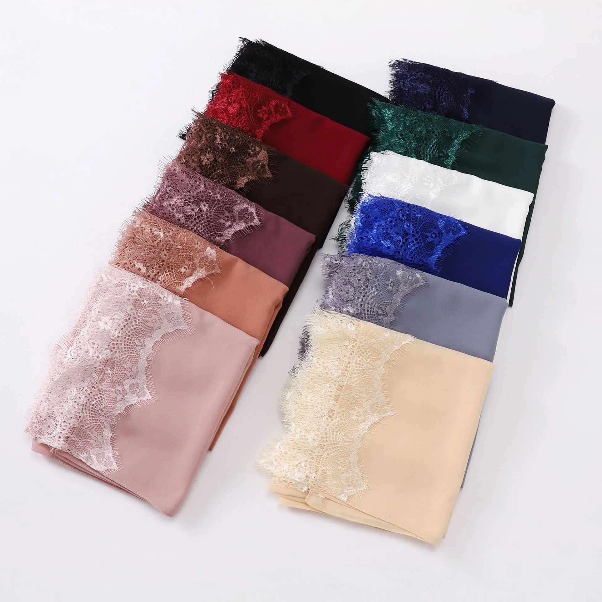Zifeng OEM Bufandas Y Chalinas Premium Plain Eyelash Lace Chiffon Hijab