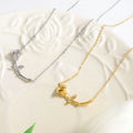 MICCI Wholesale French Style Romantic Jewelry 18k Gold Plated Stainless Steel Rose Flower Pendant Necklace For Women Gift