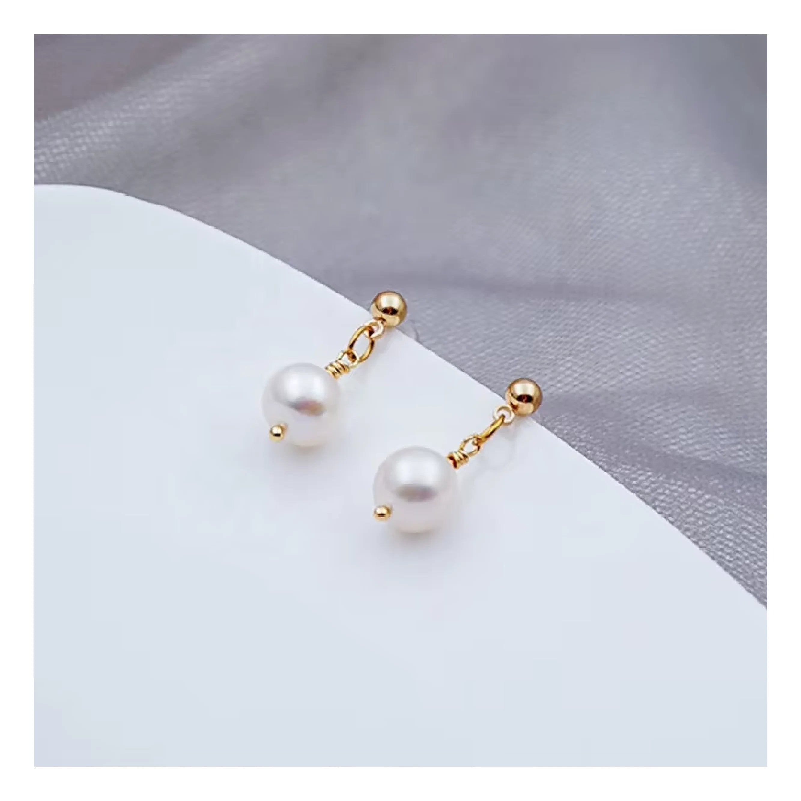 925 Silver Fashion Fine Jewelry Earrings7-8mm Dangle Earring Freshwater Pearl Earrings