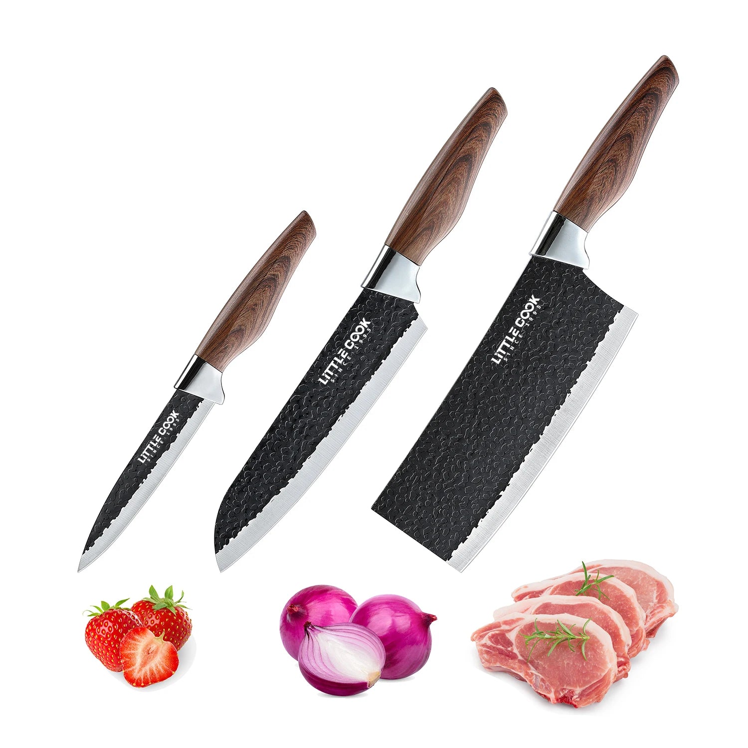 Forged Metal Blade Kitchen Knife Set Comfortable Plastic Handle Including Chinese Vegetable Cleaver Chef Knife Utility Knife