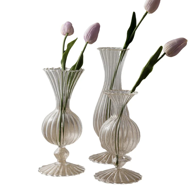 Luxury Art Deco Modern Large Small Clear Round for Borosilicate Glass Handmade Eco-Friendly Tabletop Vase Home Decor