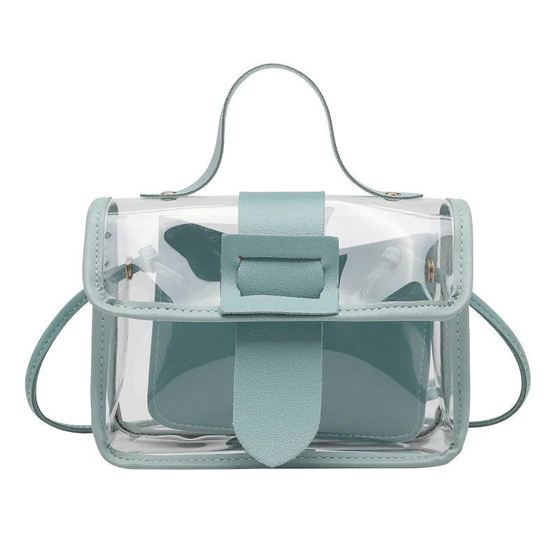 2021 Clear Cute Crossbody Shoulder Messenger Bag Fashion Magnetic Snap PVC Transparent Lady Cosmetic Bag With Custom Logo