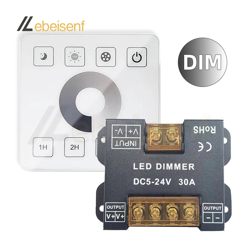 Iron Shell High Power LED Controller DC 5-24V 30A 720W RF Wireless 86 Panel Full Touch Remote Control Single Control Lights
