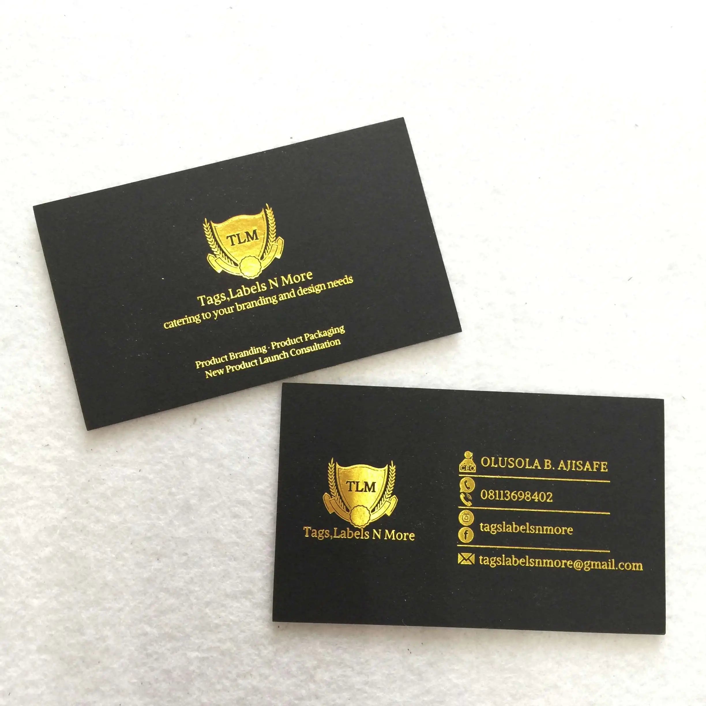 Special Paper Black Card Business Card for Convex and Stamping for High-end Business Brand Card Production