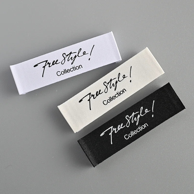 Wholesale Fashion Black White Beige Neck Custom logo Pattern Design Own logo Print Labels