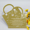 Luxury Handbag Shape Wedding Menu With Handle Gold Mirror Wedding Menu Sign Wedding Signage