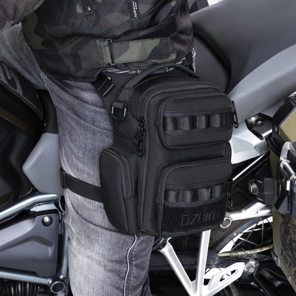 Ozuko 9817 Universal Leg Pack for Men Ride Hike Work Convertible to Shoulder Bag Secure Zippers & Buckle Closure