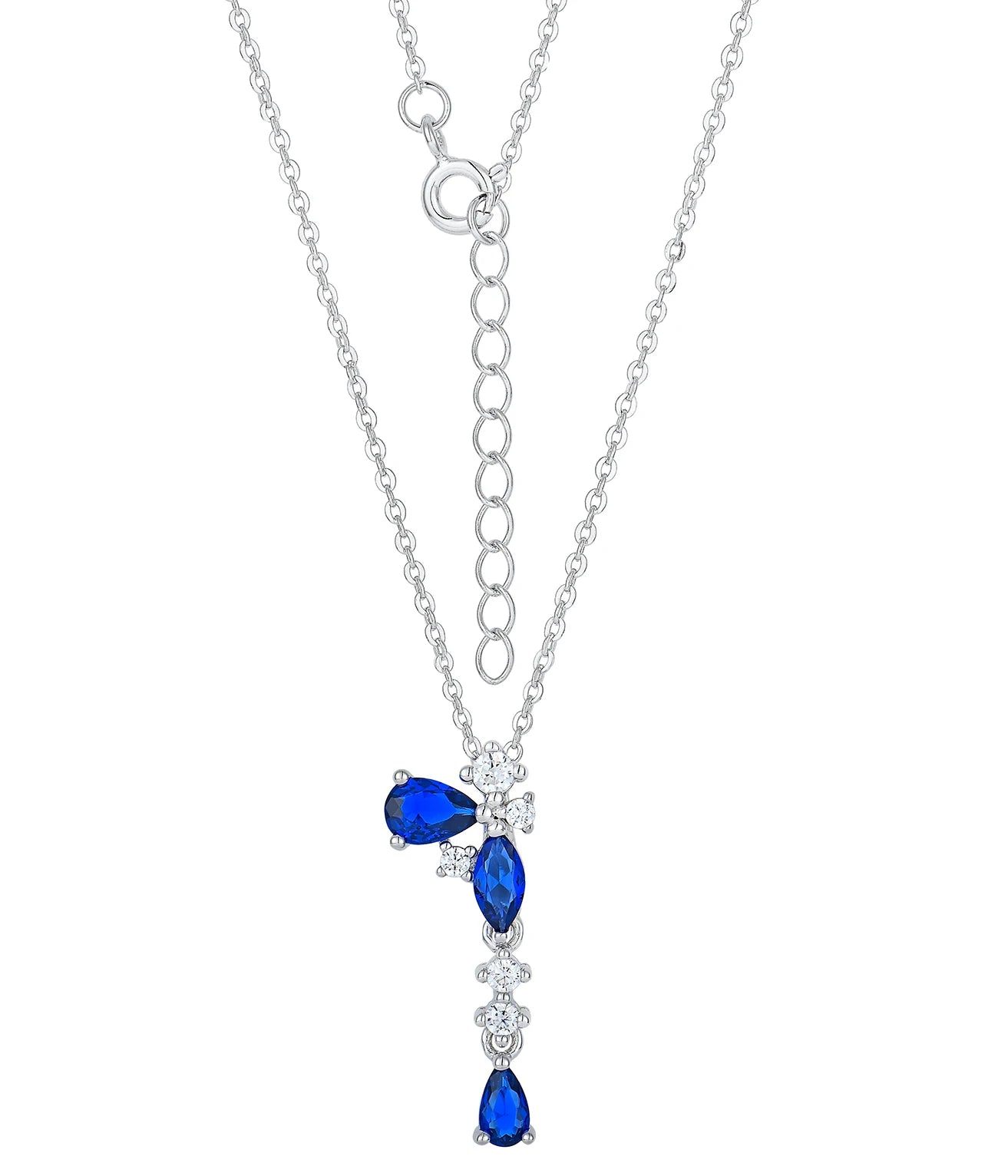 QX Custom OEM Vintage Luxury 925 Sterling Silver Flower Pendant Fine Jewelry Blue Zircon Women Necklaces