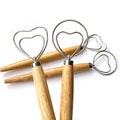 Manjia Heart Shape Danish Dough Whisk Stainless Steel Dutch Style Bread Dough Hand Mixer Wooden Handle Kitchen Baking Tools