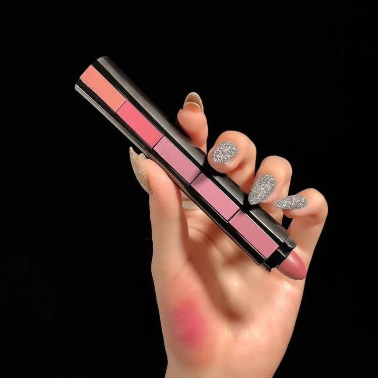 5 in 1 Lipstick Combination Strip Matte Velvet High Color Rendering Lipstick Pen Long Lasting Waterproof Nonstick Cup Lipstick