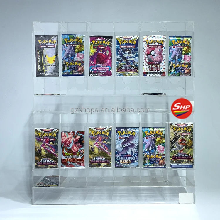 SHP Clear Acrylic Stacked Pokemon Cards Booster Pack Dispenser 6slot TCG MTG Trading Card Booster Packs Dispenser Display