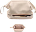 Large Makeup Bag Double Layer Cosmetic Bag Travel Portable Leather Toiletry Bag Roomy for Women
