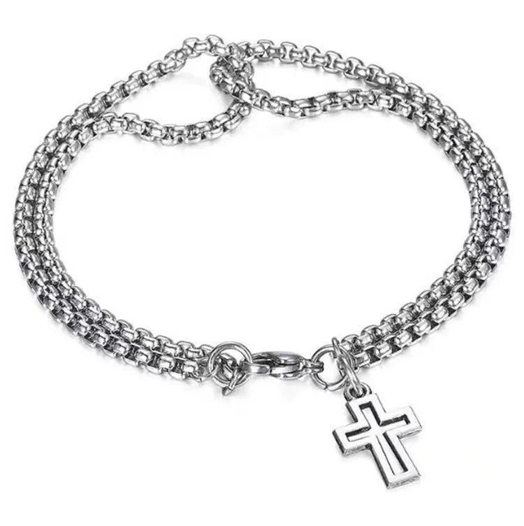 Christmas Gift Stainless Steel Cross Bracelet Fashion Personalized Temperament Versatile Cross Men's Bracelet