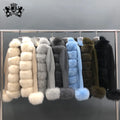 Ladies Slim Fleece Winter Warm Wool Puff Sleeve Jacket Knitted Real Fur Sweater Cardigan for Women