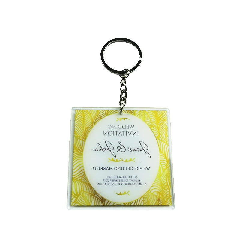 Custom Acrylic Transparent Keychains Wedding Souvenir Gift Acrylic Key Ring