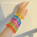 2023 New Arrived Summer Fashion Resin Candy Color Gradient Geometric Wave Round Cute Sweet Bracelet for Women Girls Jewelry