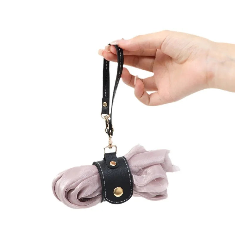 Outdoor Walking Scarf Holder PU Leather Glove Keeper Portable Silk Scarf Carrier with Strap As Perfect Gifts for Women