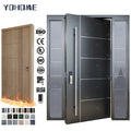 North American Custom Hot Selling Villa Entry Exterior Door Home Main Entrance Grey Steel Front Doors With Glass Sidelights