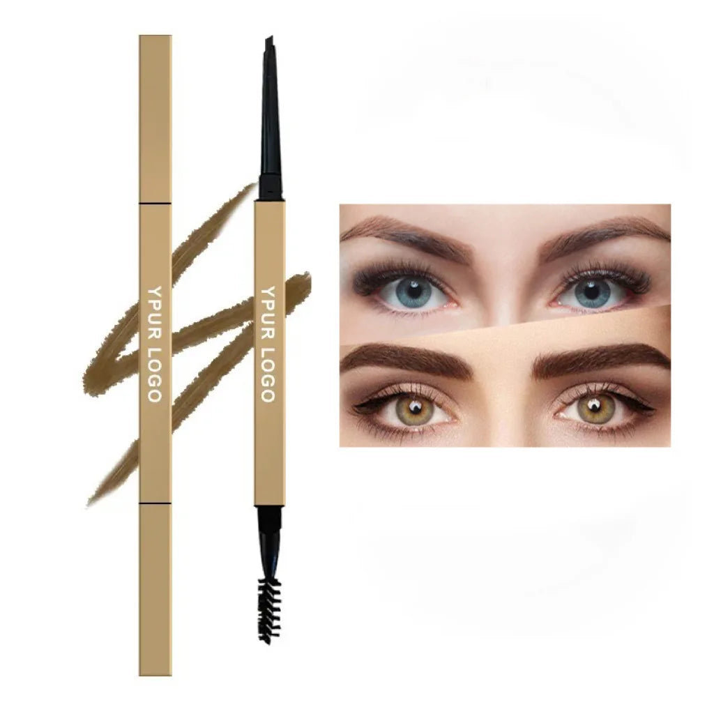 Private Label Small Size Retractable Multi-Function Eyebrow Pencil Brush Waterproof Long Lasting Gold Bar Vegan Mineral 6 Shades