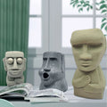 DM499 Funny Gypsum Rock Figure Moai Stone Man Face Candle Mold Aroma Concrete Statue Epoxy Resin Silicone Molds for Sale